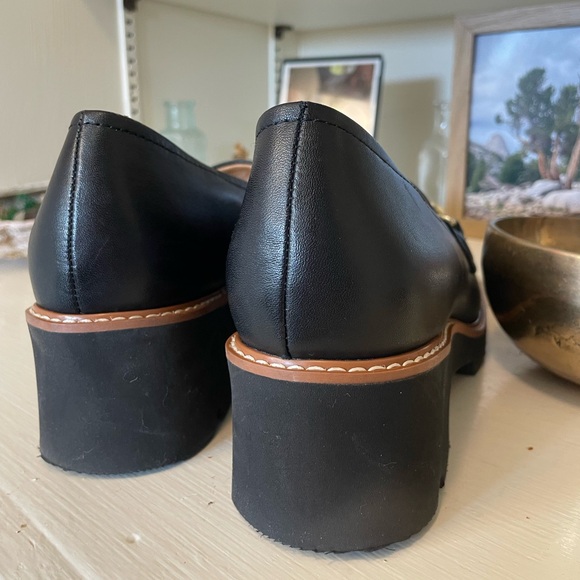 Naturalizer Black Chunky Loafers with Gold Chain Accent - Picture 6 of 6